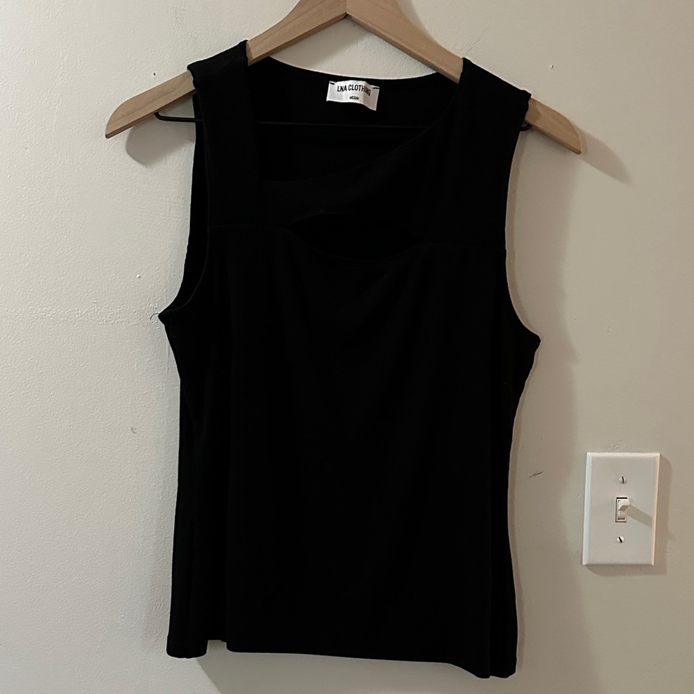 LNA Ribbed Cut Out Asymmetrical Neck Tank